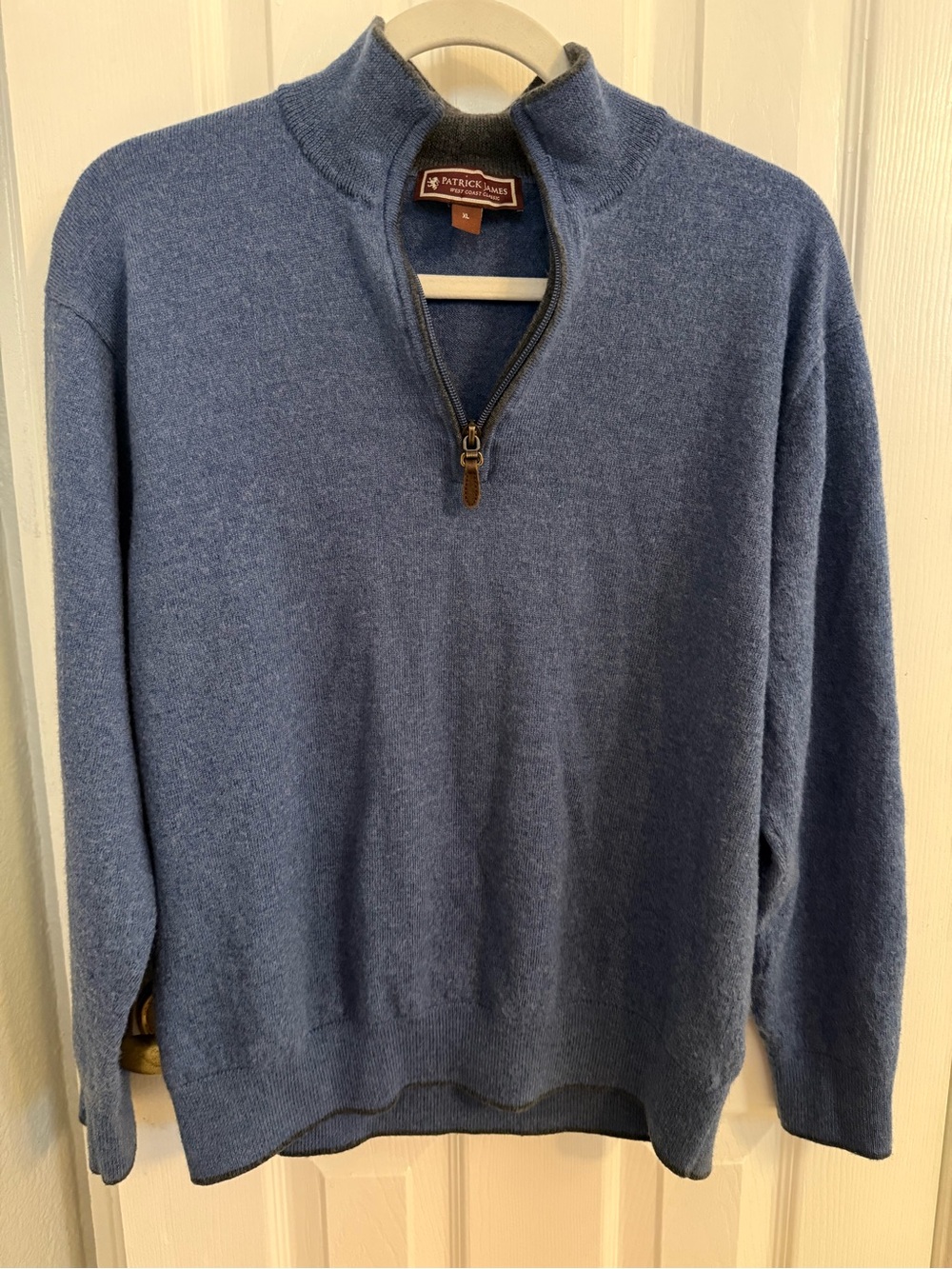 Patrick James Men’s Heather Navy Half-Zip Sweater